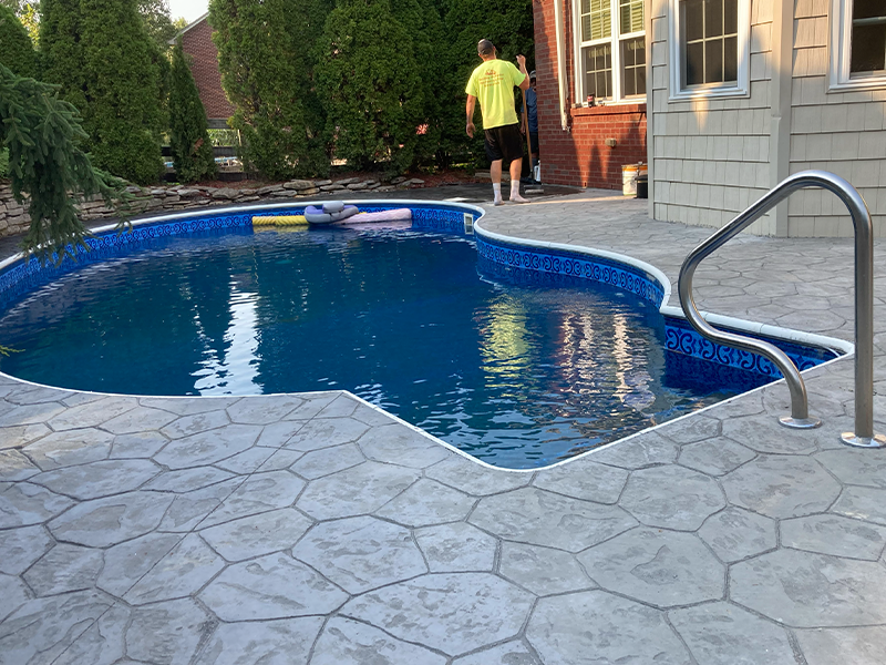 pool deck concrete stamped